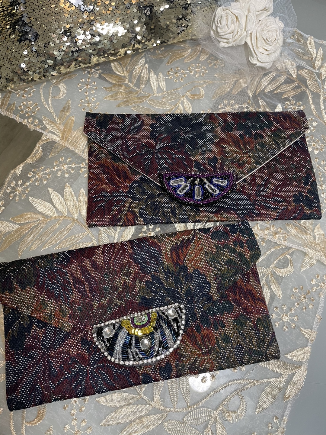 Floral Tapestry Clutch Purse