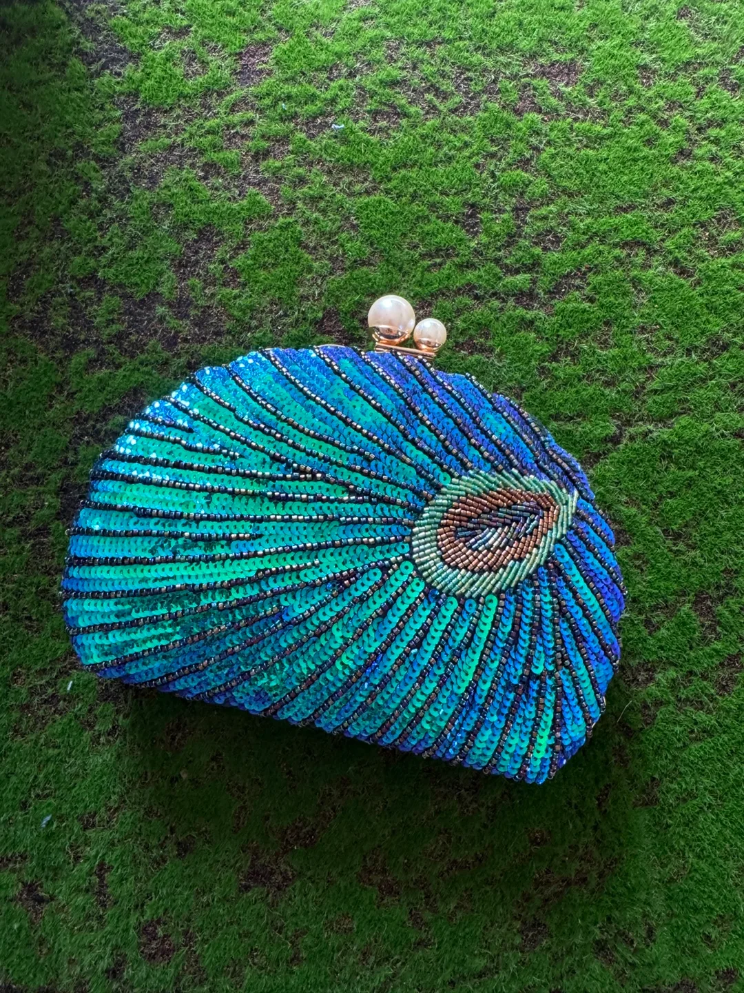 Peacock Sequin Clutch Purse thumbnail