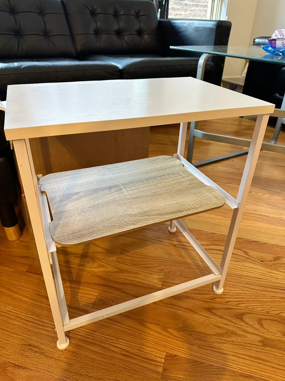 White & Wood Small Side Table