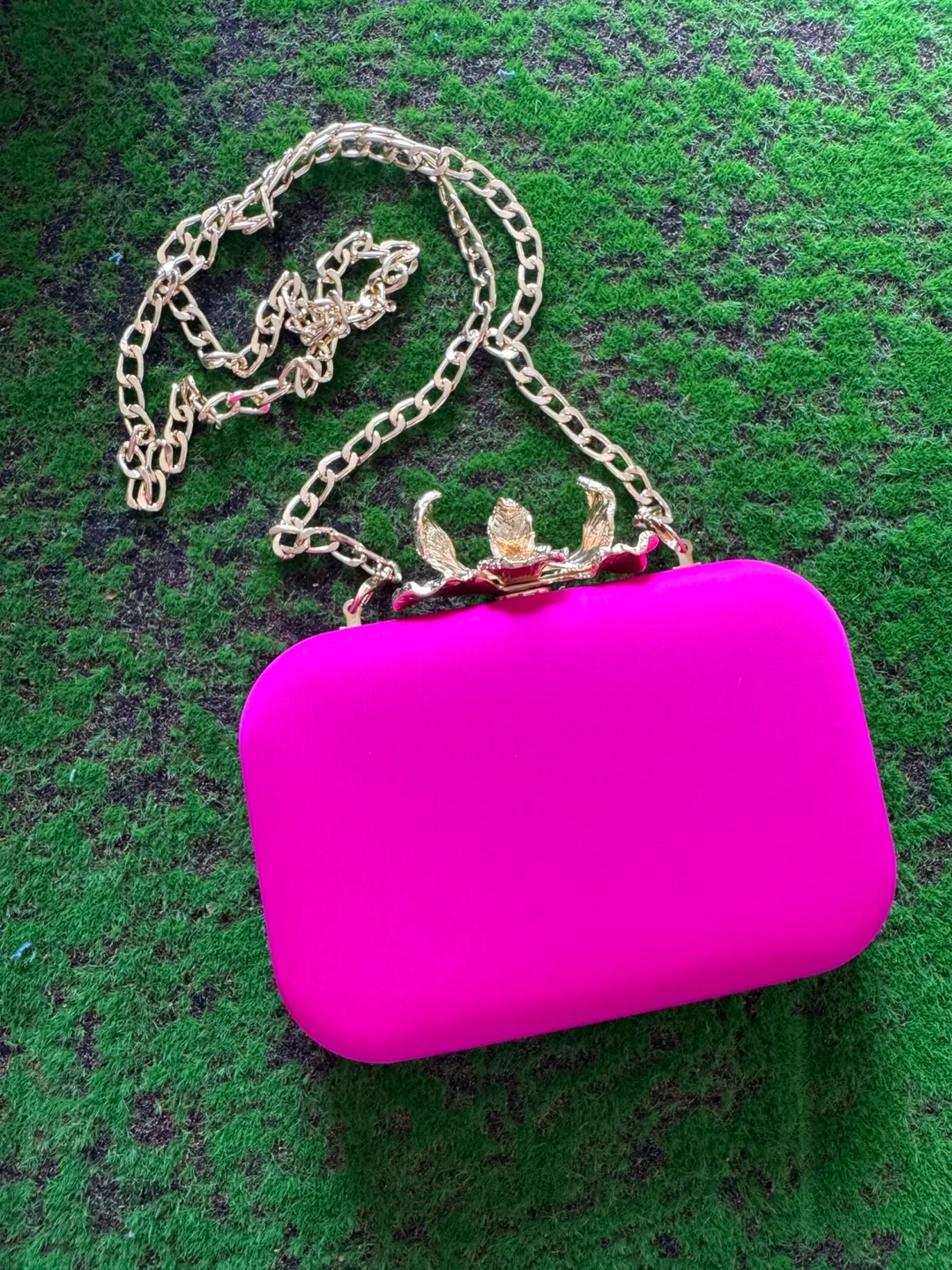 Pink Clutch with Gold Chain thumbnail