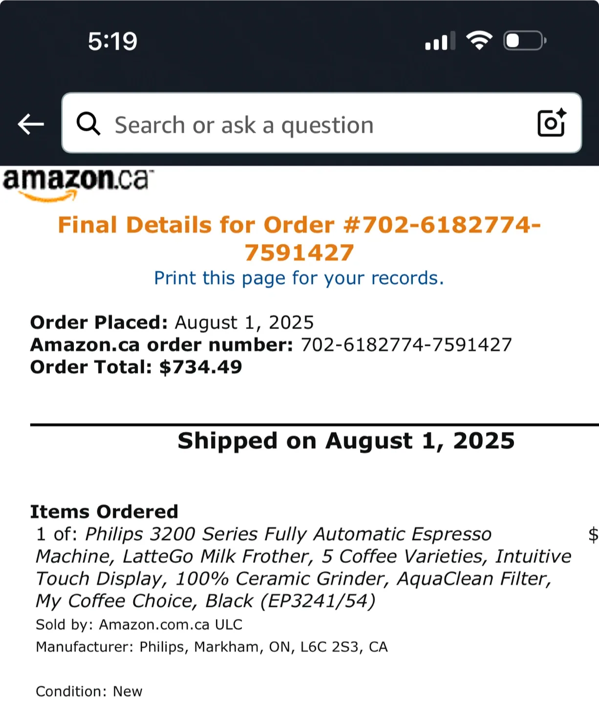 Philips 3200 Series Espresso Machine *BRAND NEW* image indicator(6)