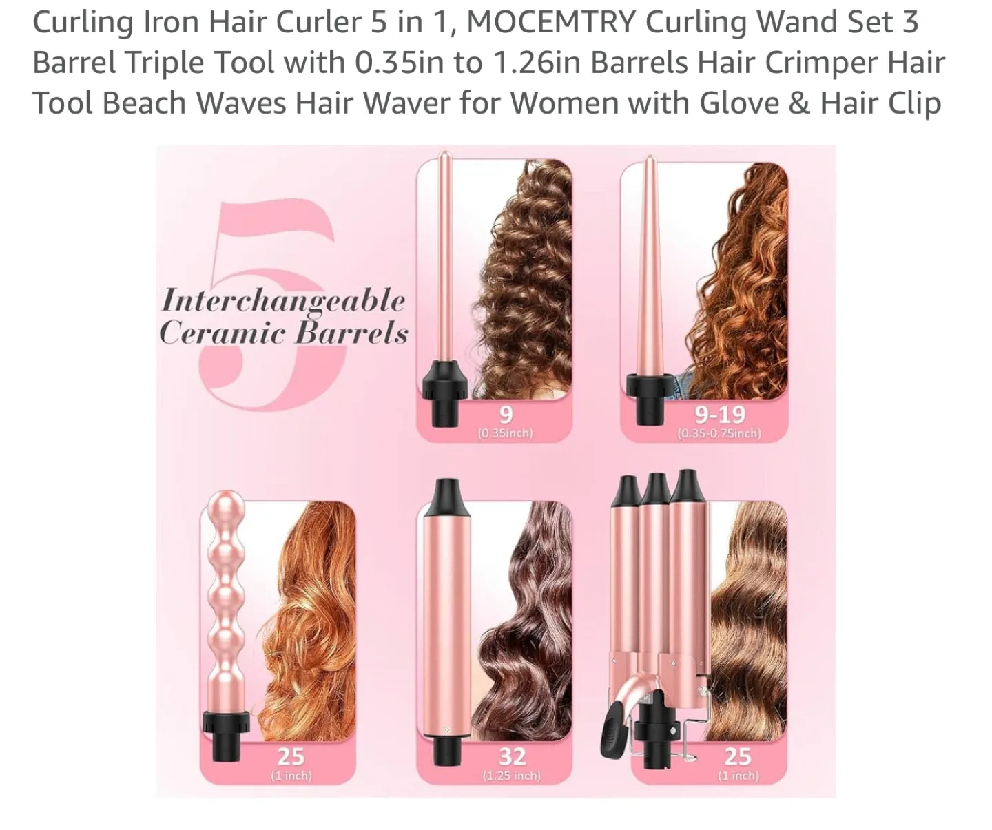 MOCEMTRY 5-in-1 Curling Iron Set image indicator(2)