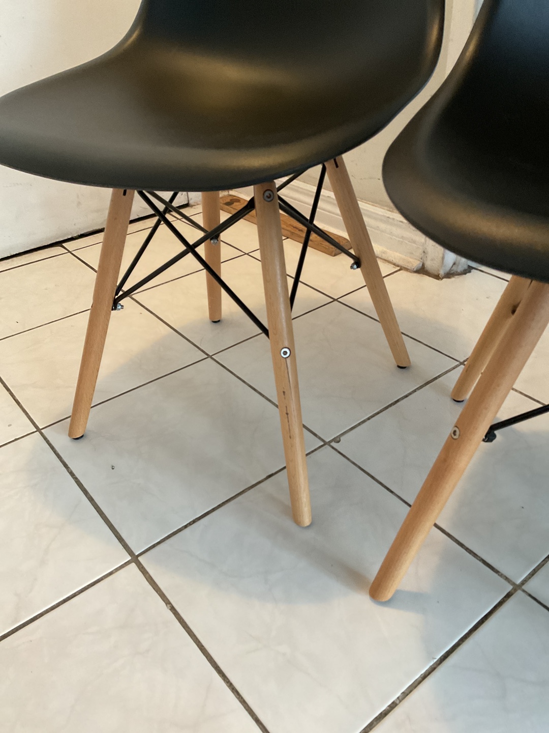 Black Dining Chair with Wood Legs - photo 3