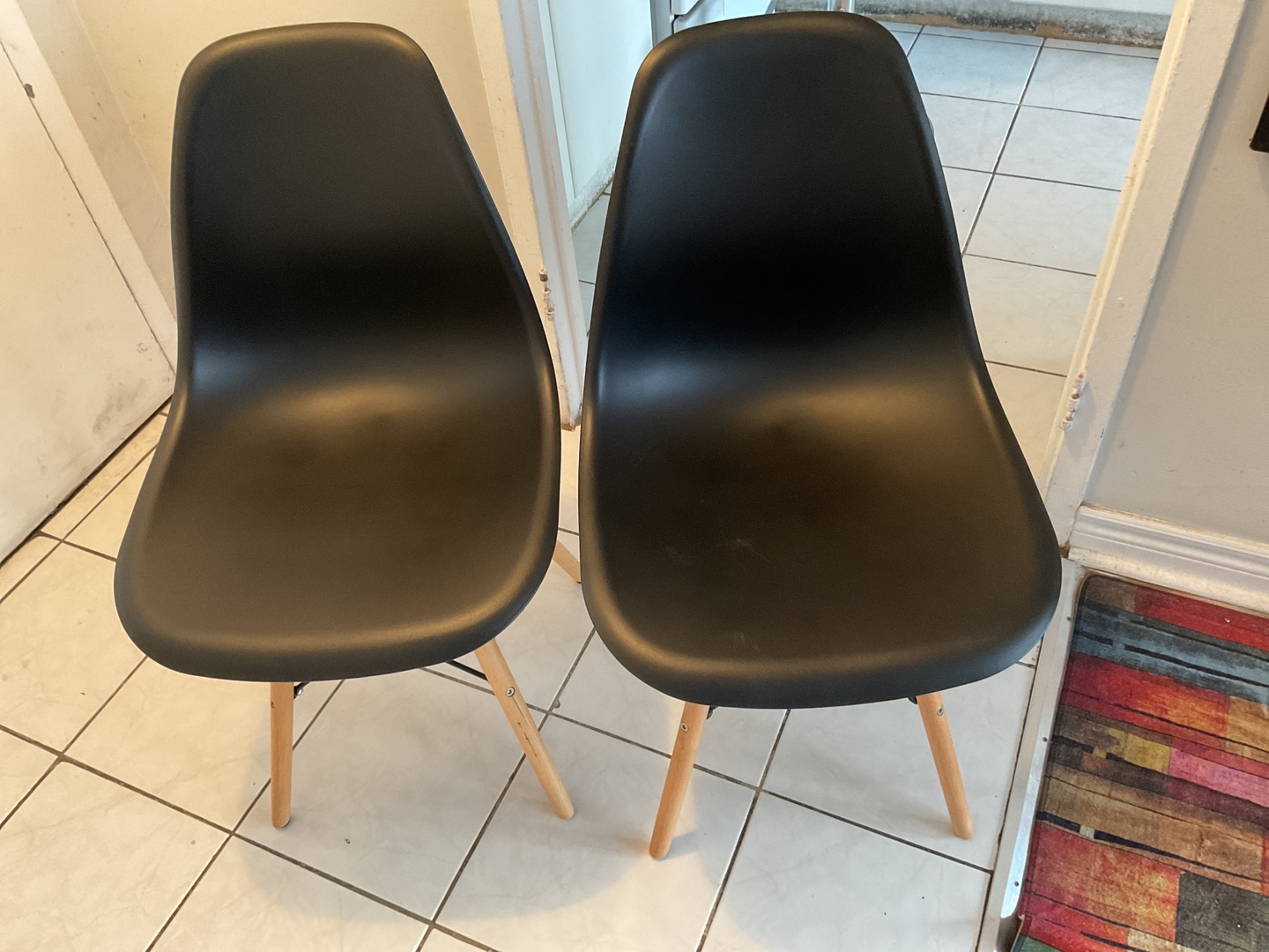 Black Dining Chair with Wood Legs