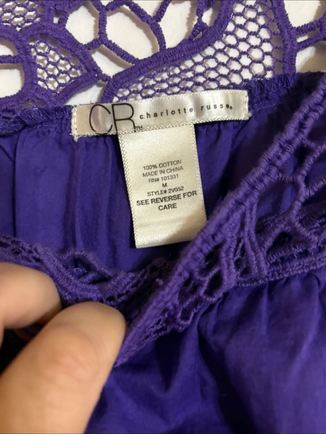 Charlotte Russe Purple Crochet Top - Size M image indicator(2)