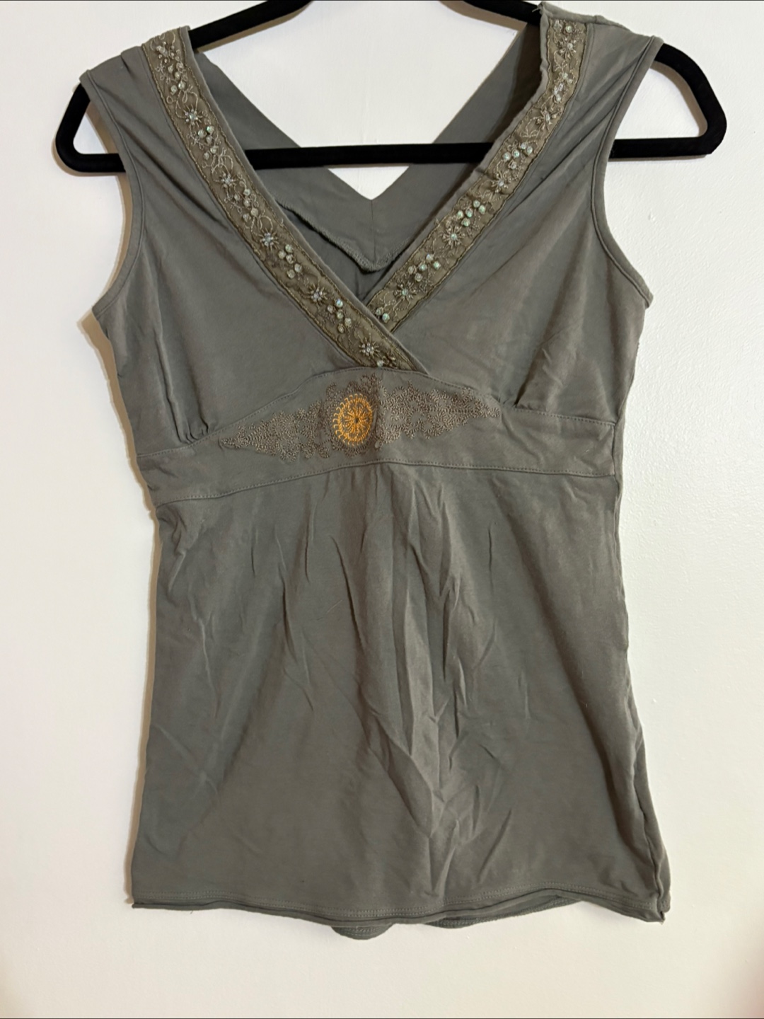Twik Grey Embellished Tank Top -  M