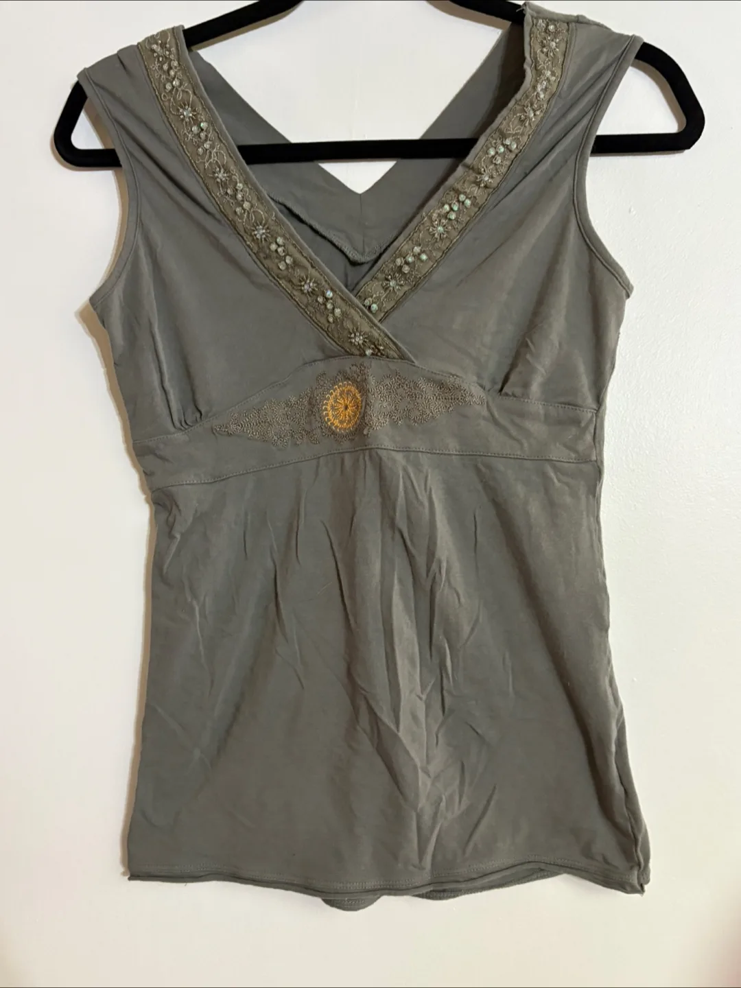 Twik Grey Embellished Tank Top -  M thumbnail