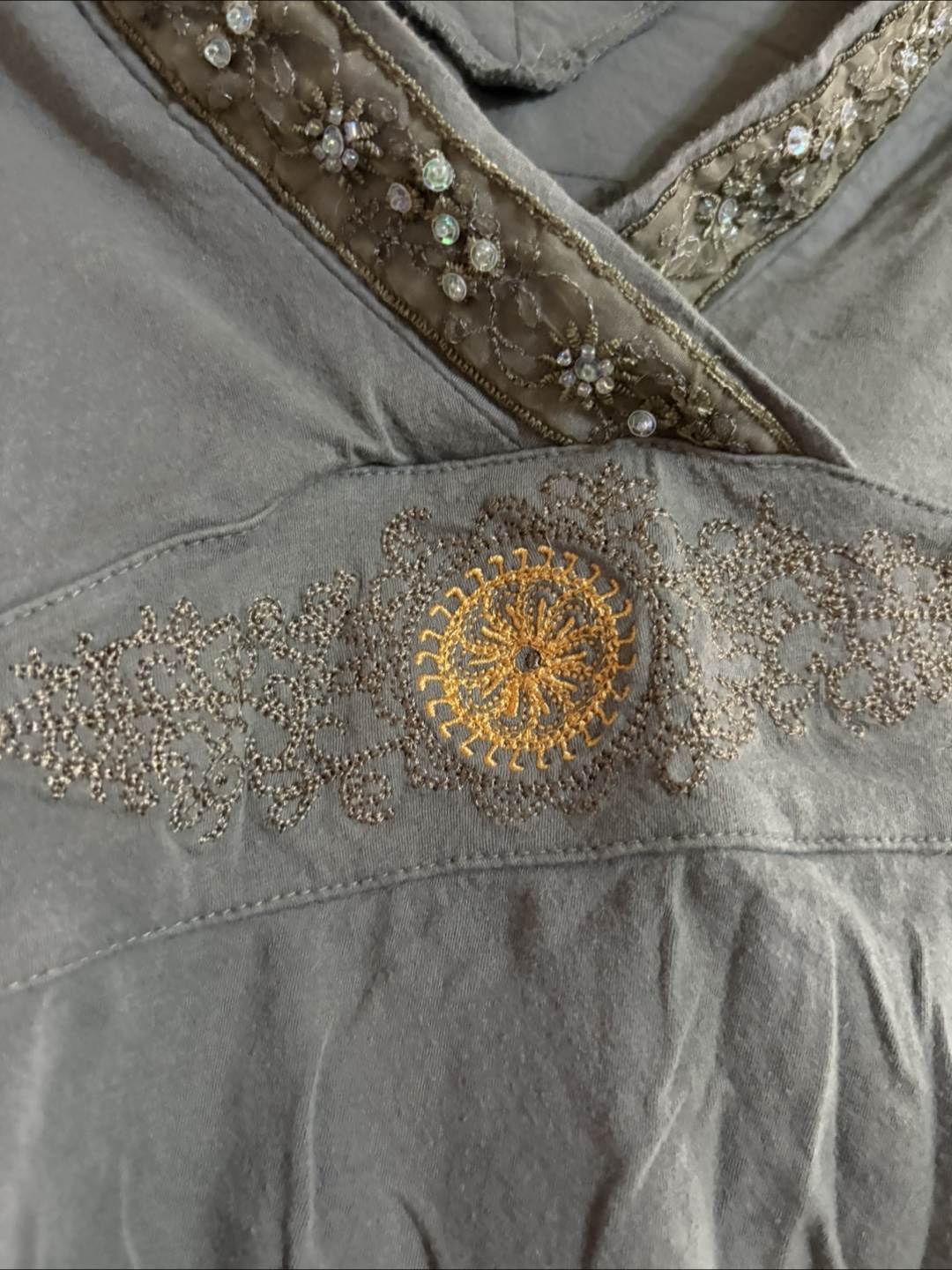 Twik Grey Embellished Tank Top -  M - photo 3