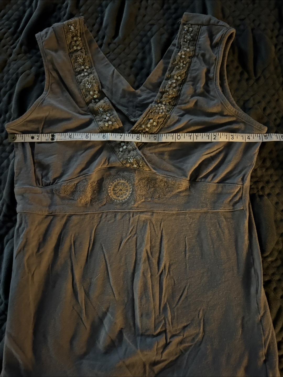 Twik Grey Embellished Tank Top -  M - photo 5