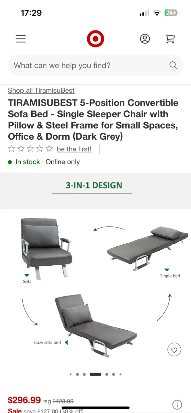 5-Position Convertible Sofa Bed image indicator(5)