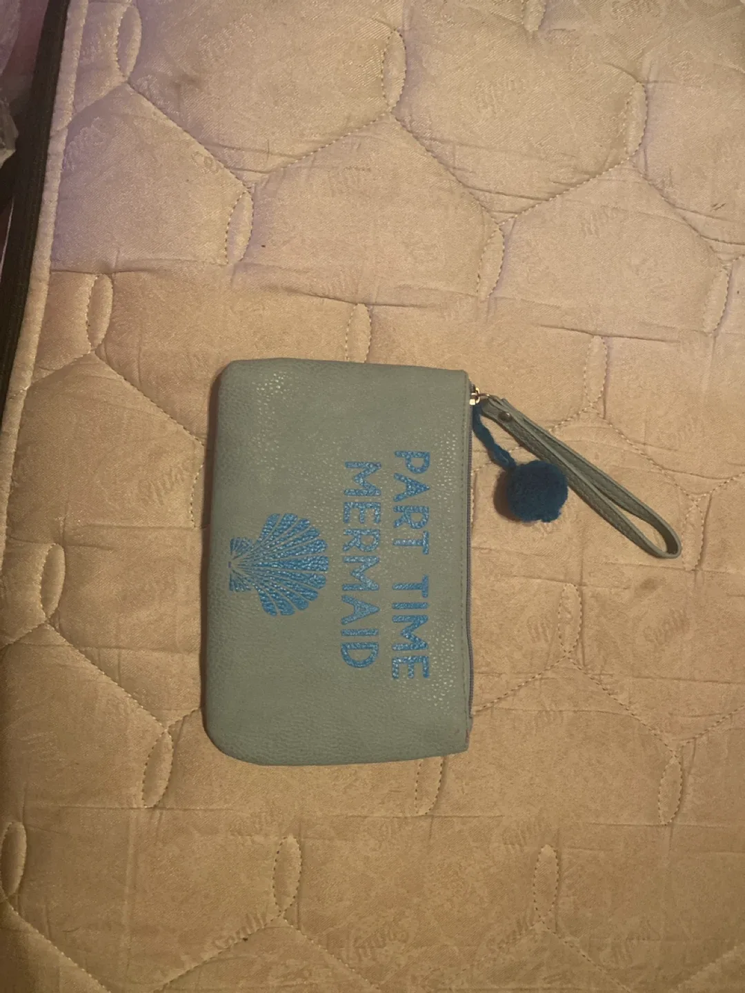 Blue "Part Time Mermaid" Wristlet Pouch thumbnail