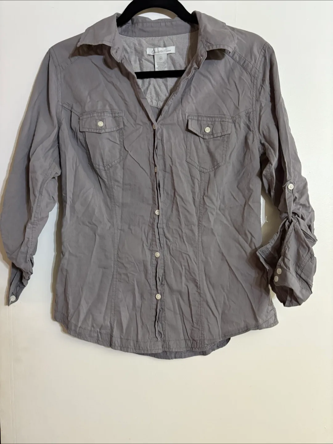Charlotte Russe Grey Cotton Shirt - Size M thumbnail