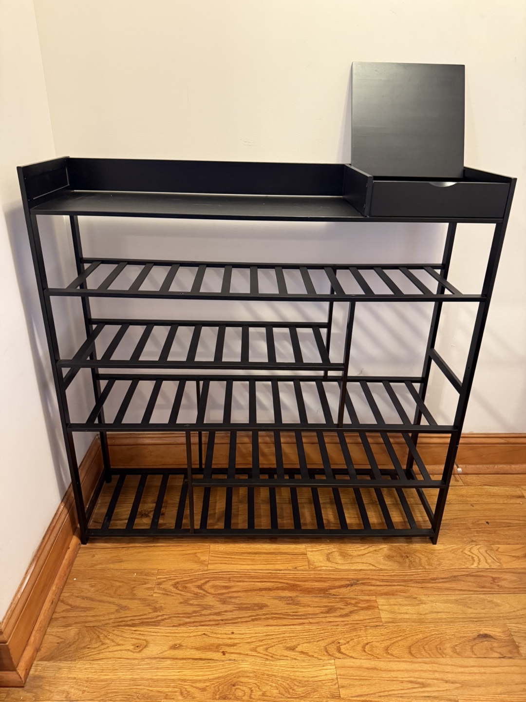 Black Shoe Rack with Storage - photo 2