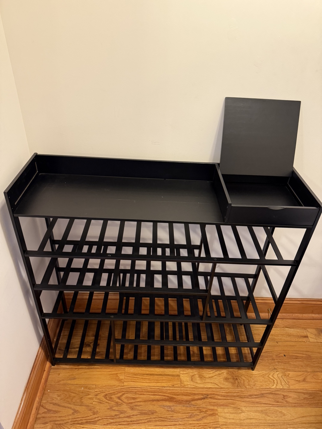 Black Shoe Rack with Storage