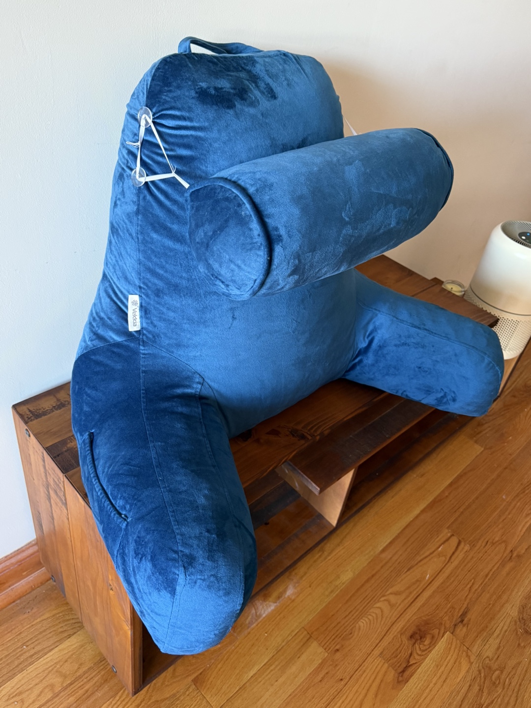 Blue Bed Rest Pillow with Armrests