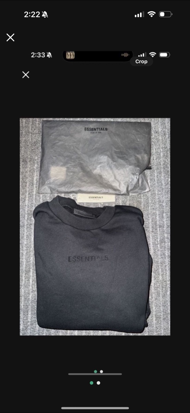 MENS Essentials Black Crewneck Sweatshirt LARGE