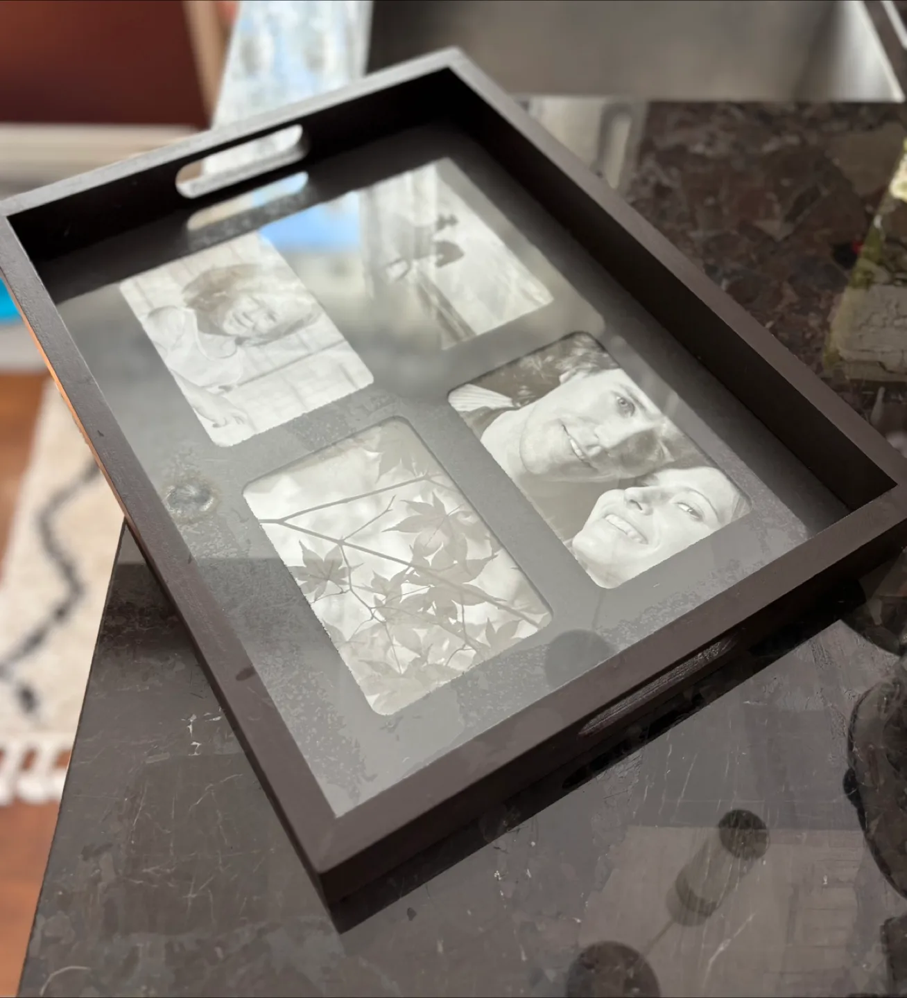 Brown Wooden Photo Collage Tray thumbnail