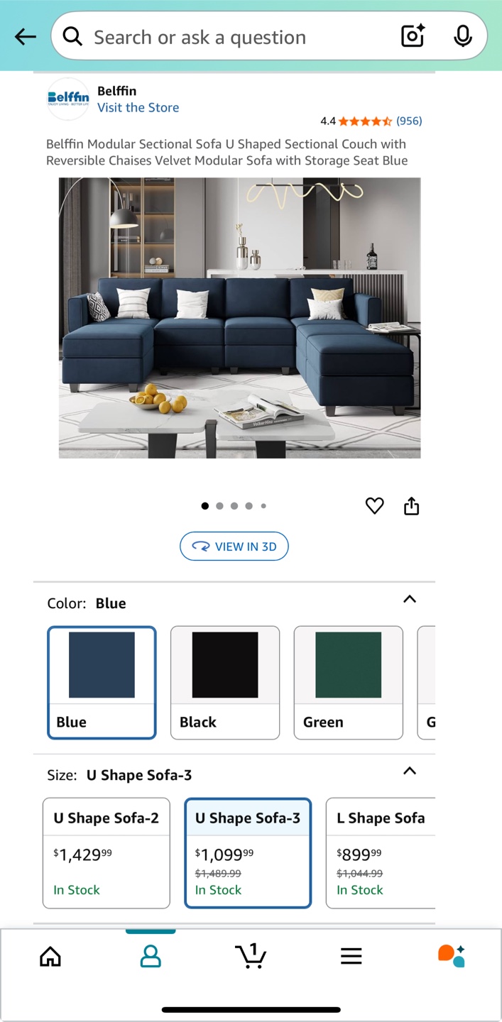 Blue Modular Sectional Sofa with Storage - photo 5