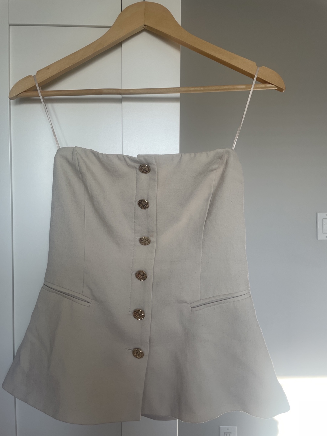 Beige Strapless Mini Dress