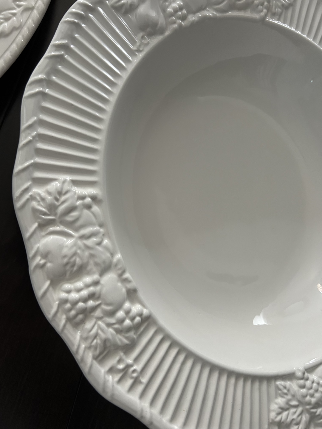 White Embossed Serving Dishes - photo 3