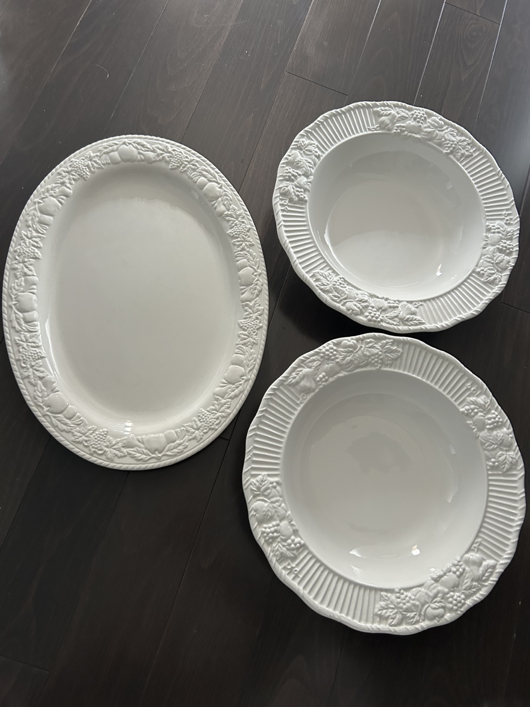 White Embossed Serving Dishes