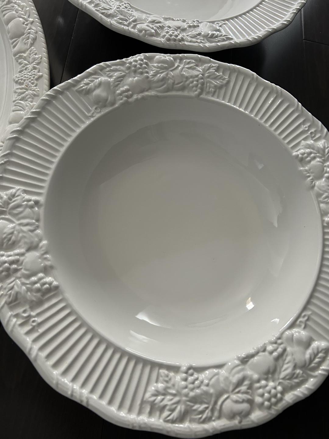 White Embossed Serving Dishes - photo 2