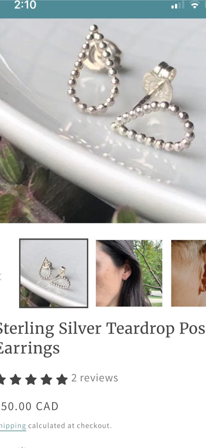 Sterling Silver Teardrop Post Earrings thumbnail