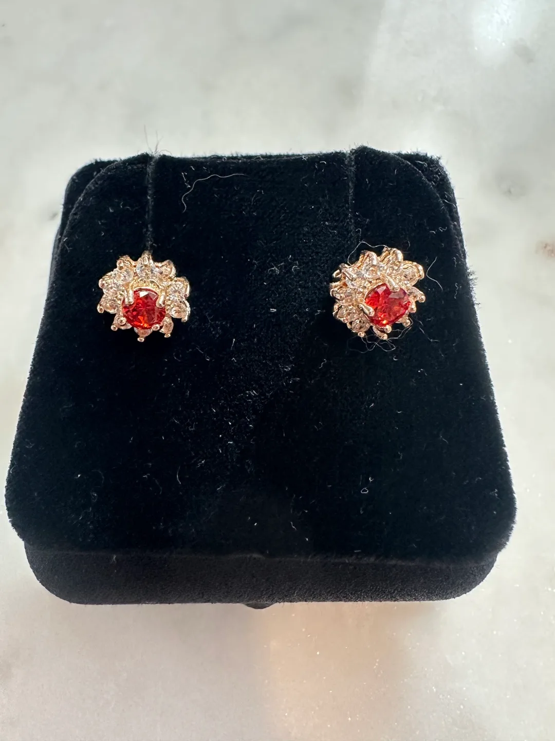 Red Gemstone Stud Earrings thumbnail