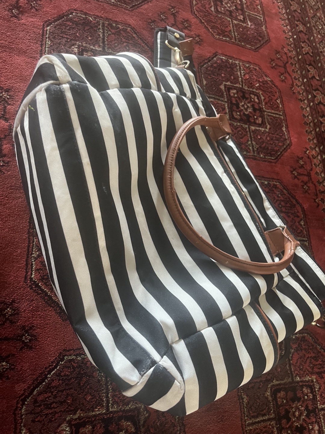 JJ Cole Black/White Stripe Diaper Bag