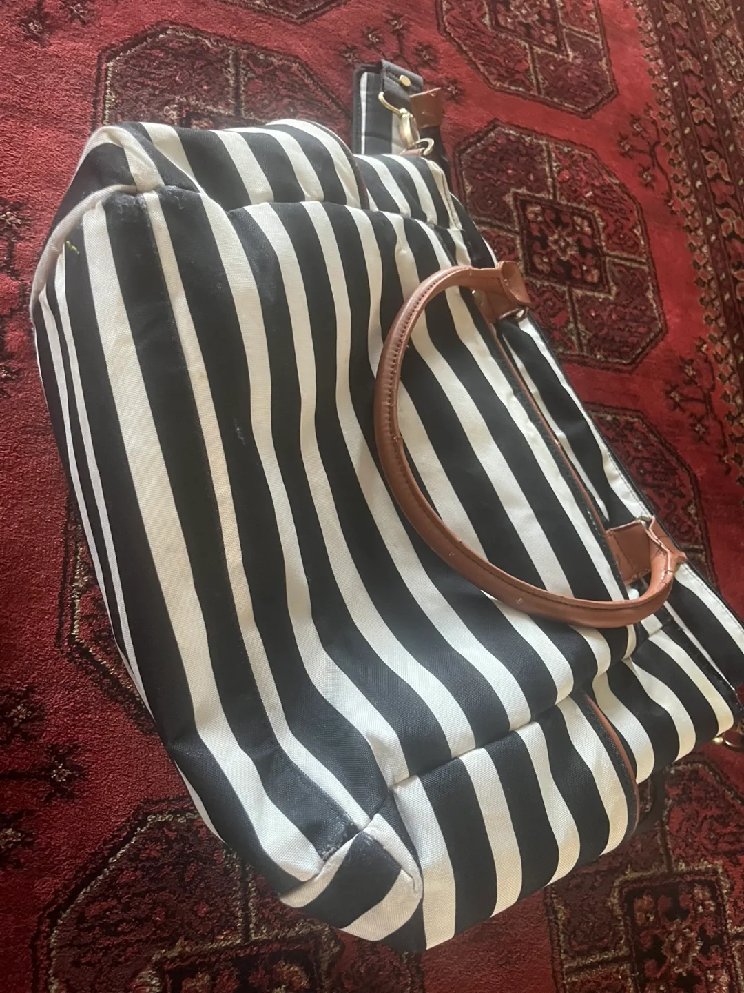 JJ Cole Black/White Stripe Diaper Bag