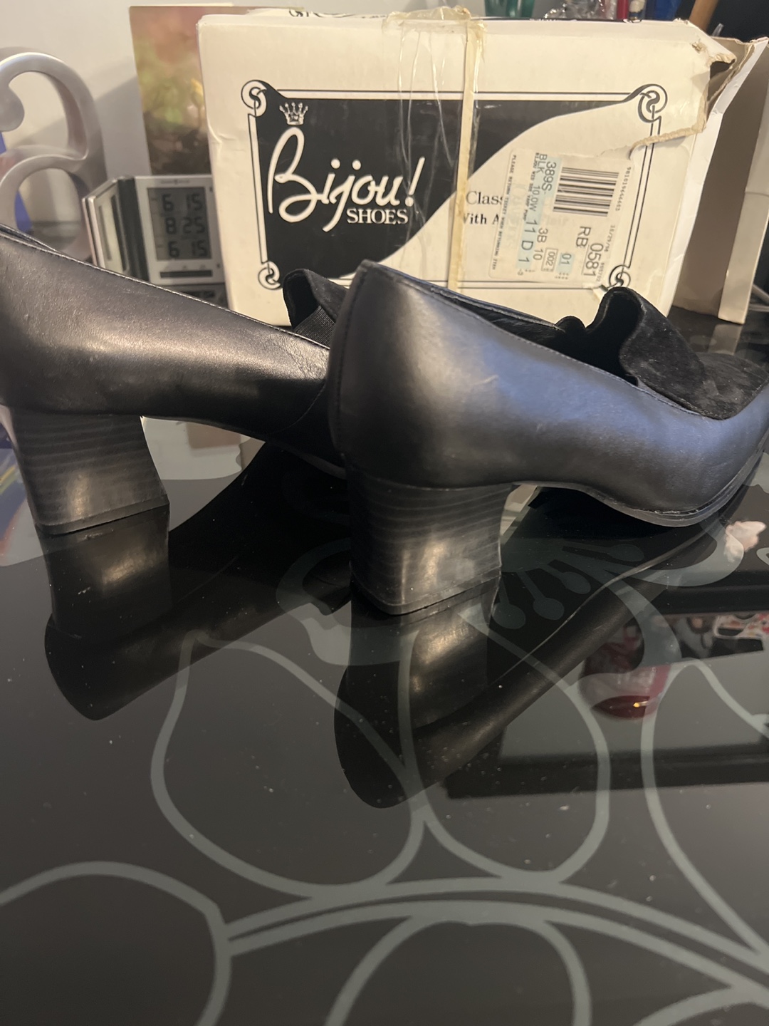 Bijou Shoes Black Leather Block Heel Loafers - photo 4