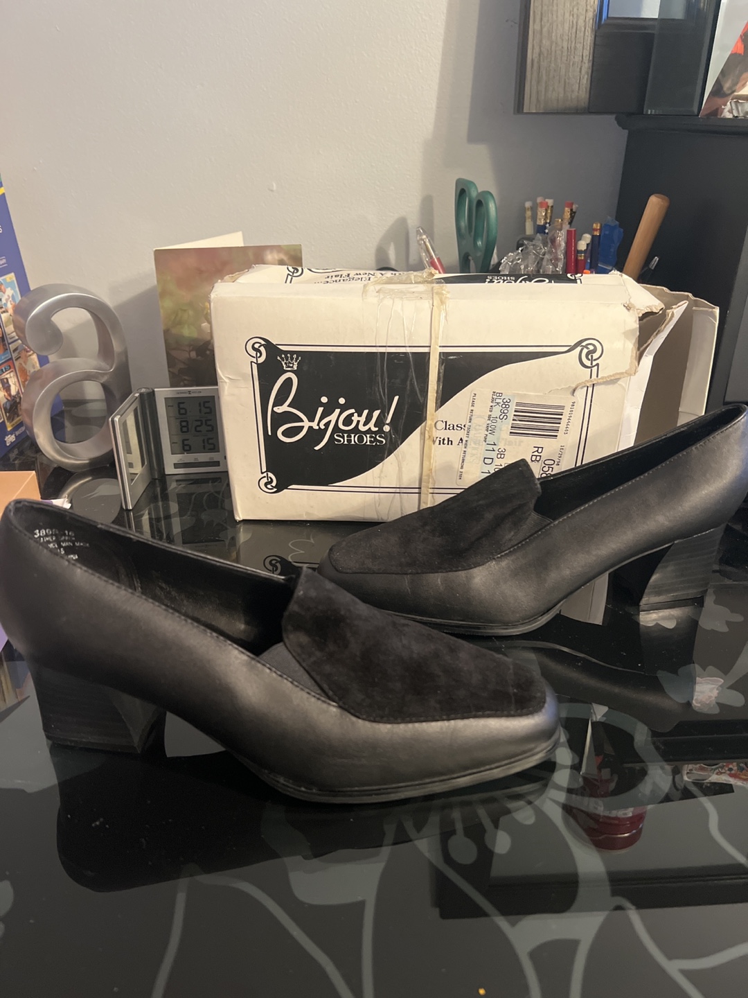 Bijou Shoes Black Leather Block Heel Loafers - photo 2