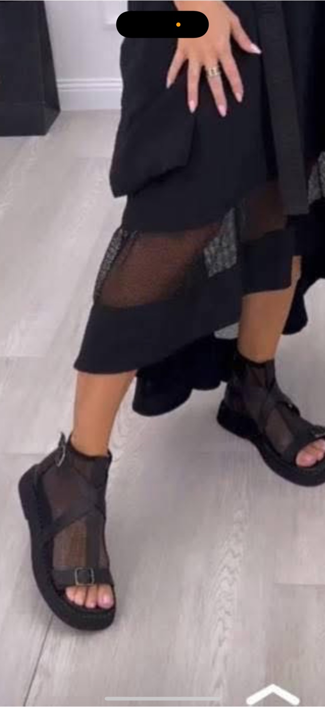 Black Mesh Platform Sandals