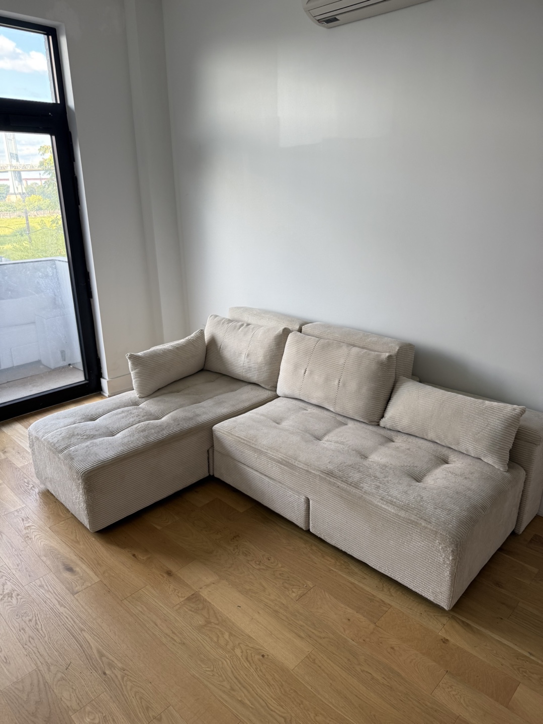 Corduroy Sectional Sofa - Cream/Beige - photo 2