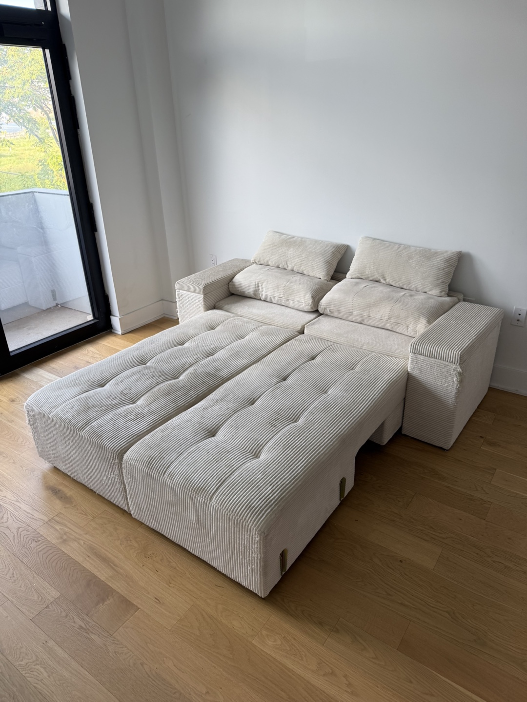 Corduroy Sectional Sofa - Cream/Beige - photo 5