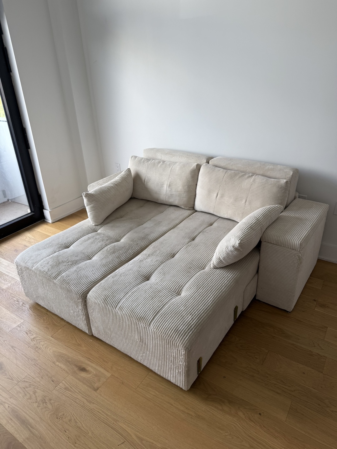 Corduroy Sectional Sofa - Cream/Beige - photo 3