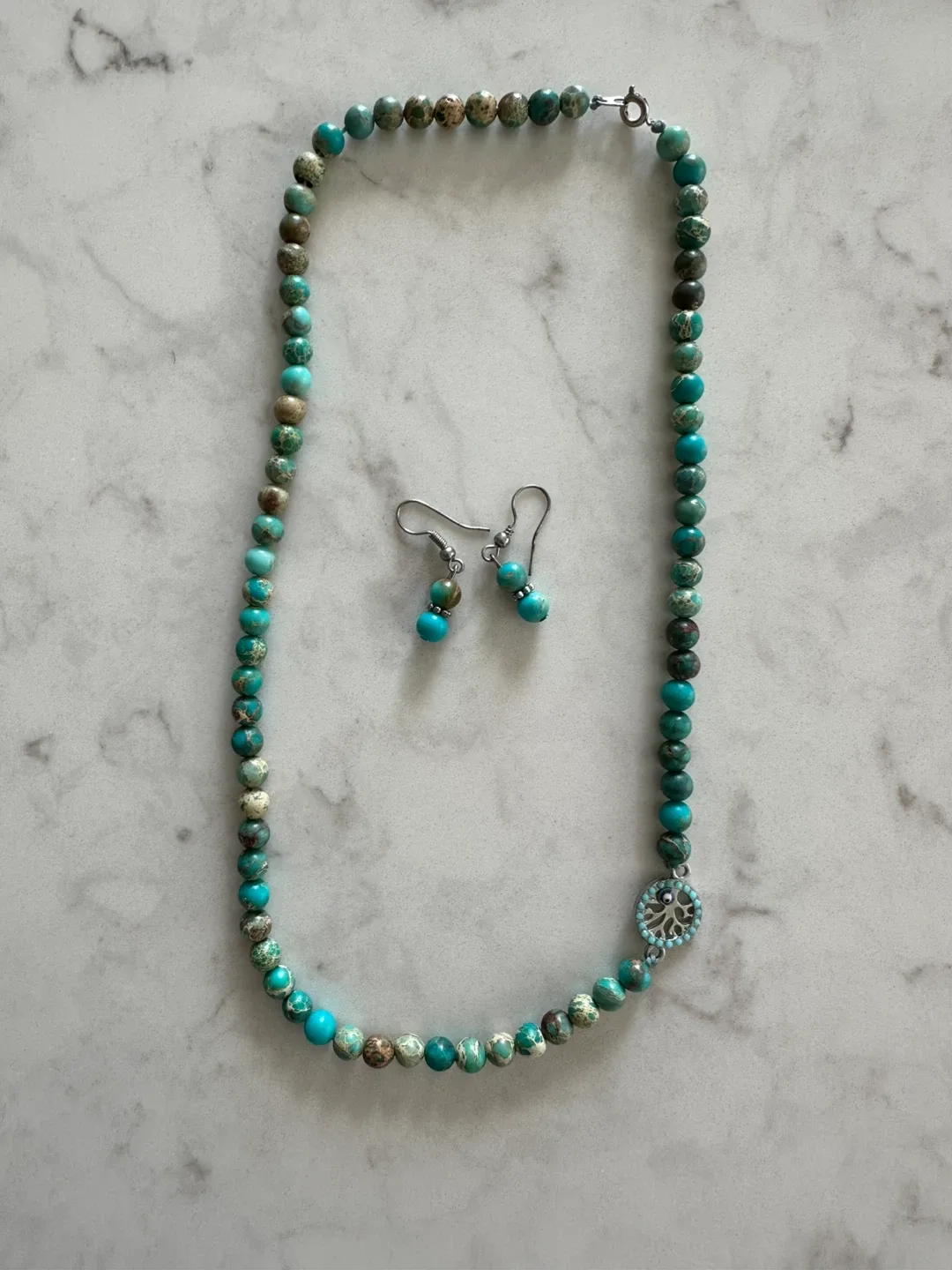 Turquoise Bead Necklace & Earring Set thumbnail