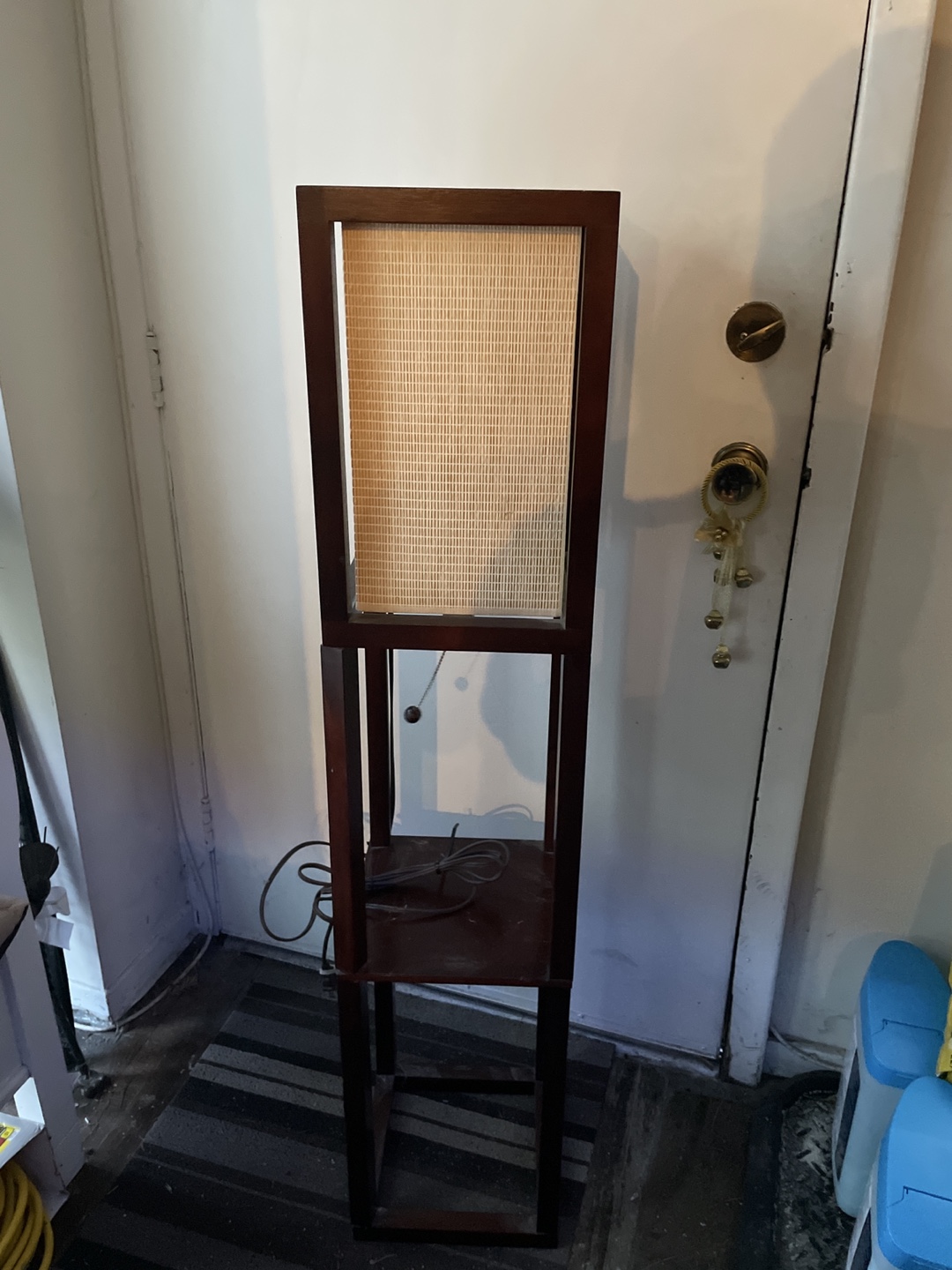 Wooden Floor Lamp with Shelf