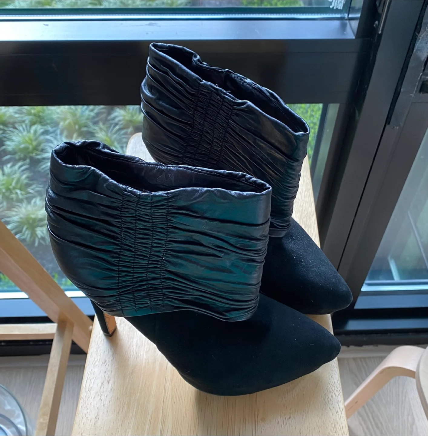 L.A.M.B. Black Leather & Suede Ankle Boots - Size 8M image indicator(2)