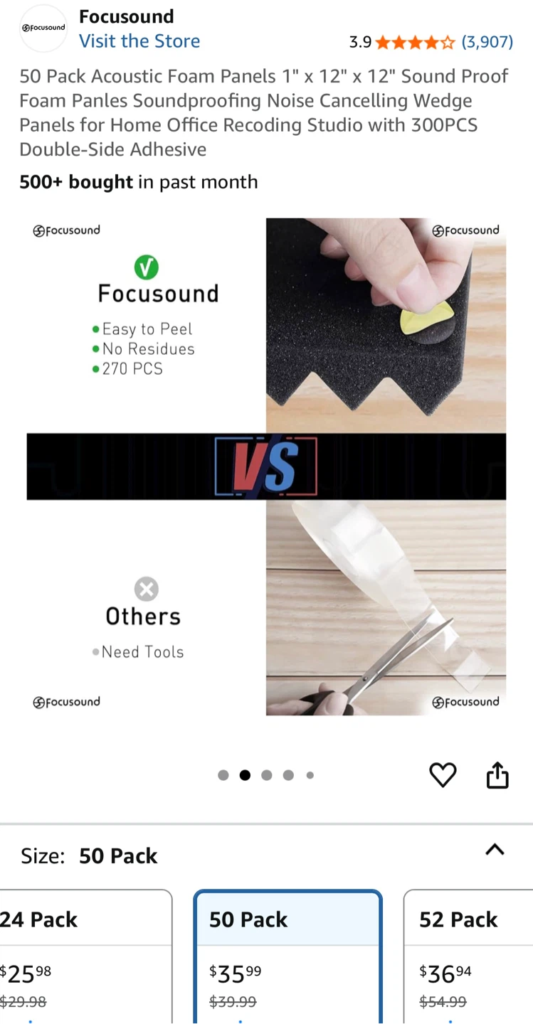 Focusound 50 Pack Acoustic Foam Panels - NEW - photo 3