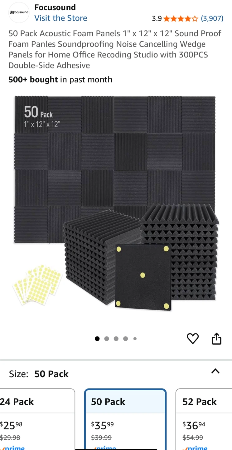 Focusound 50 Pack Acoustic Foam Panels - NEW - photo 2