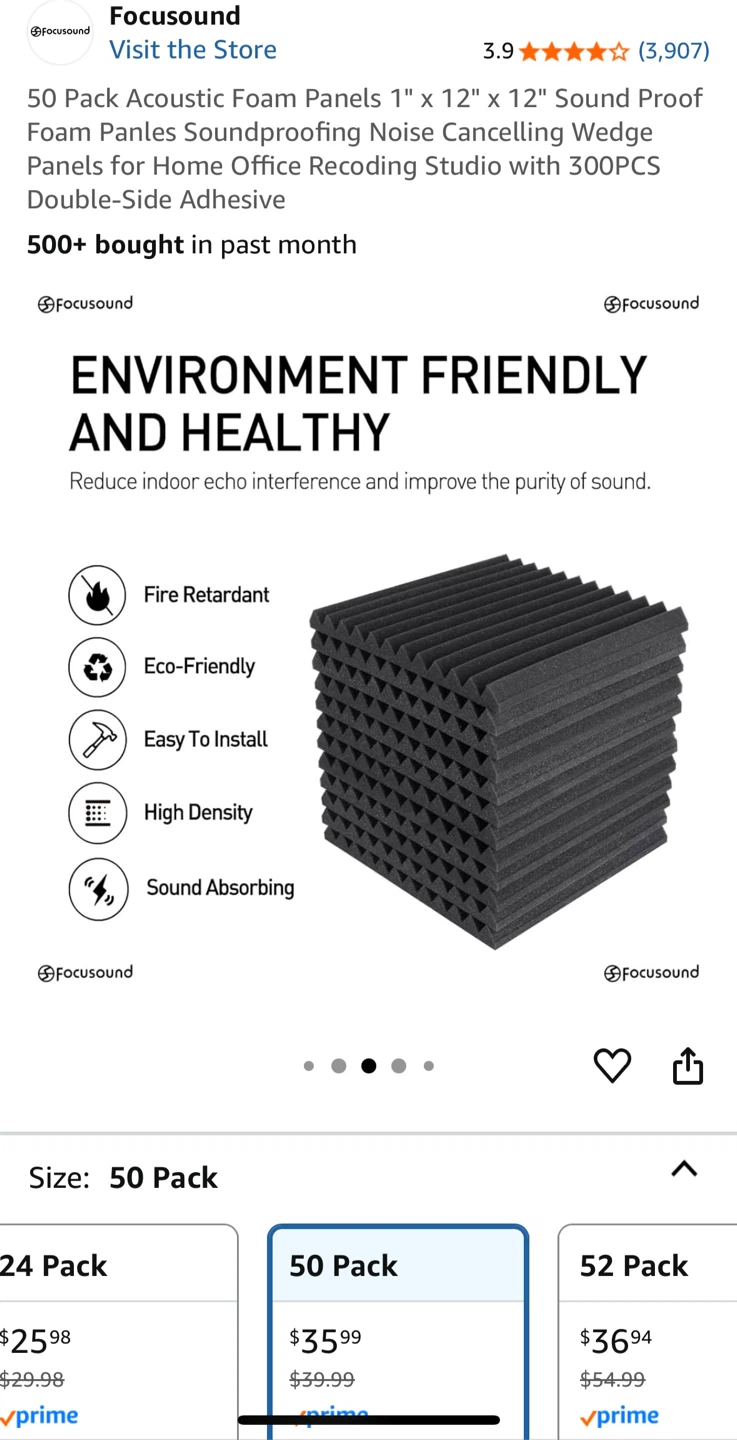 Focusound 50 Pack Acoustic Foam Panels - NEW - photo 4