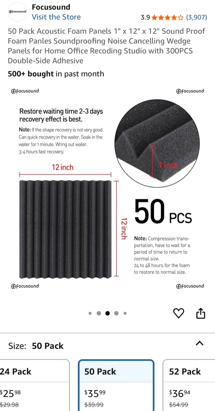 Focusound 50 Pack Acoustic Foam Panels - NEW - photo 5