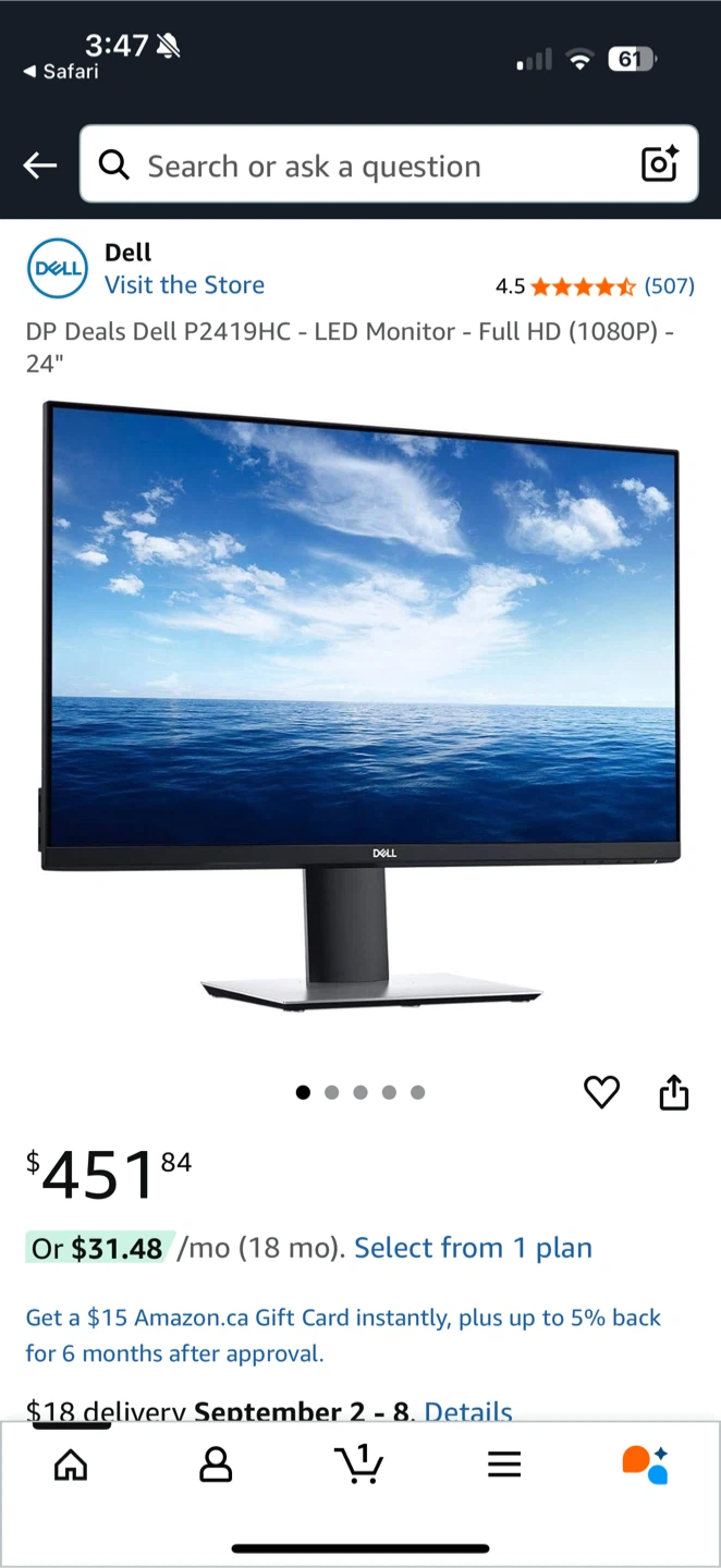Brand new Dell P2419HC 24" LED Monitor - Full HD (1080p)