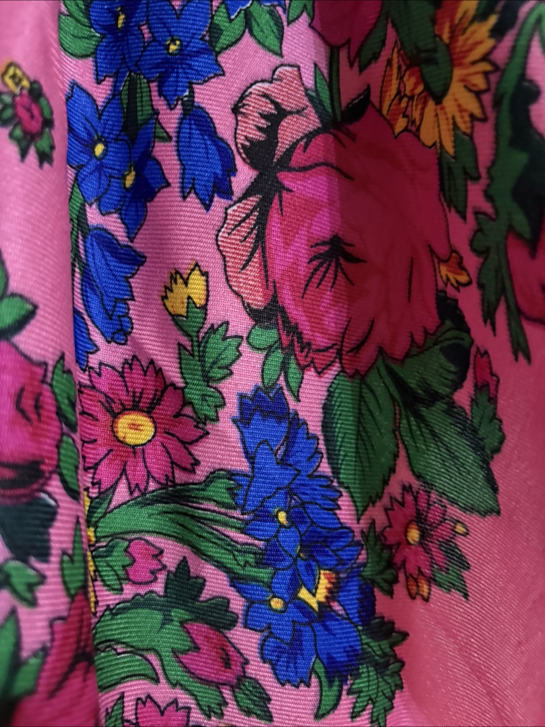 Pink Floral Scarf with Gold Trim - photo 5