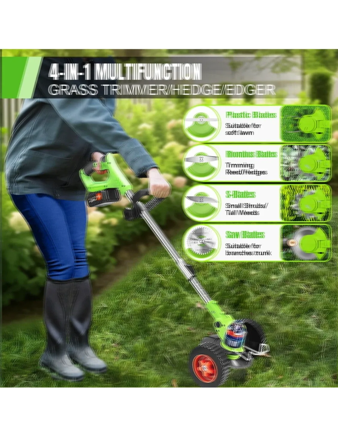 4-in-1 Multifunction Cordless Electric Weed Wacker image indicator(5)