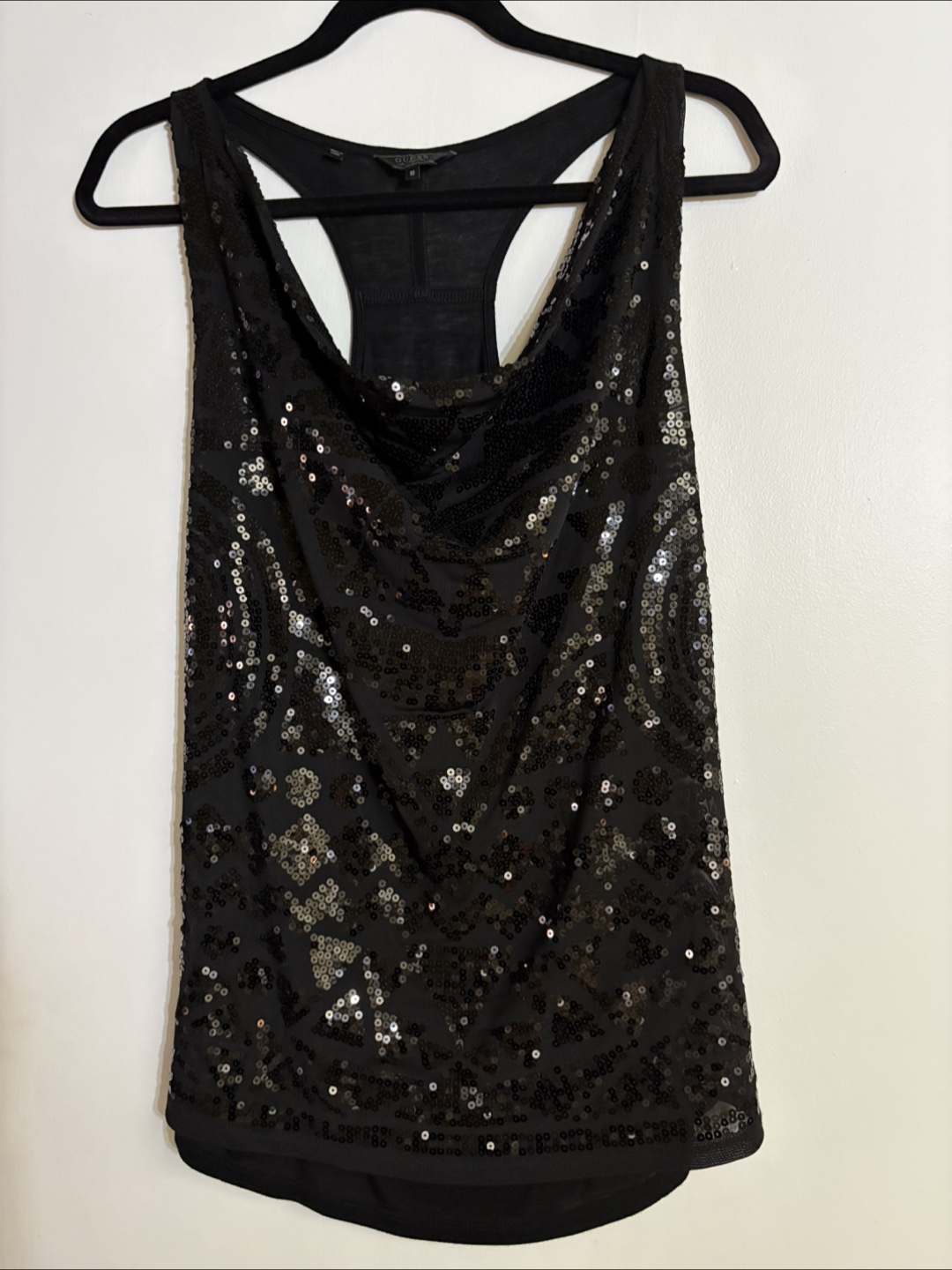 Guess Black Sequin Tank Top - M