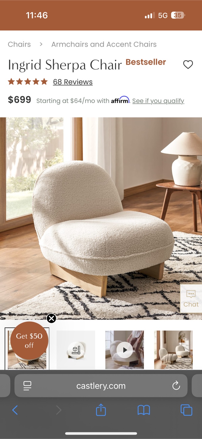 Castlery Ingrid Sherpa Chair - Cream