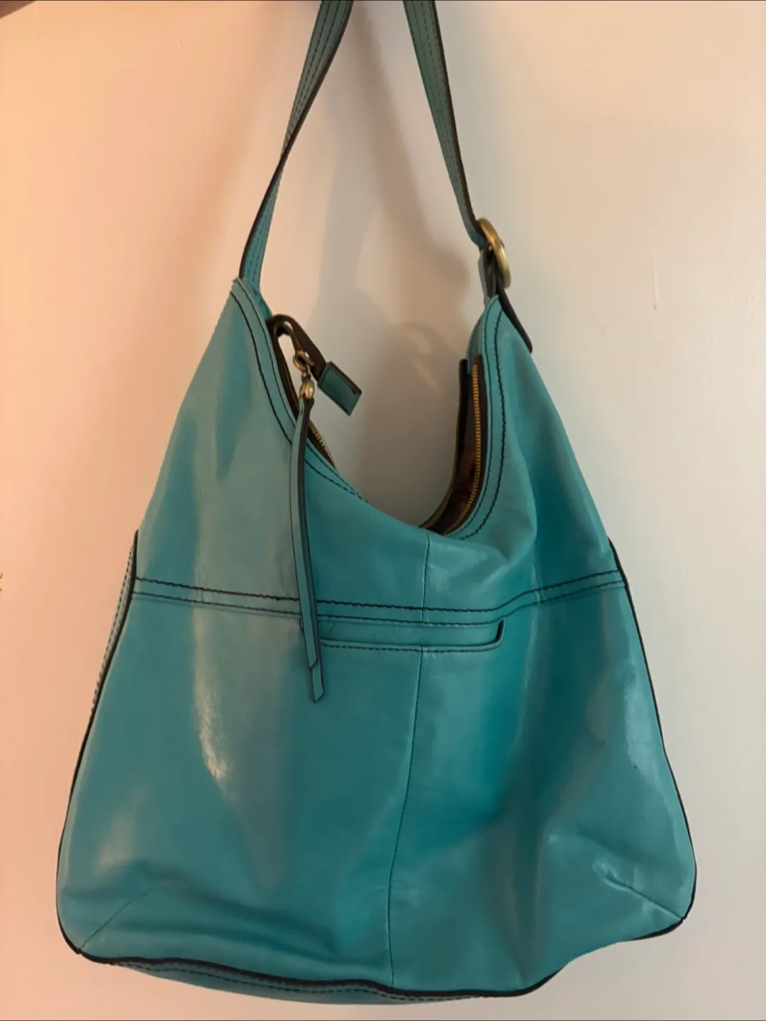 Turquoise Leather Hobo Bag thumbnail