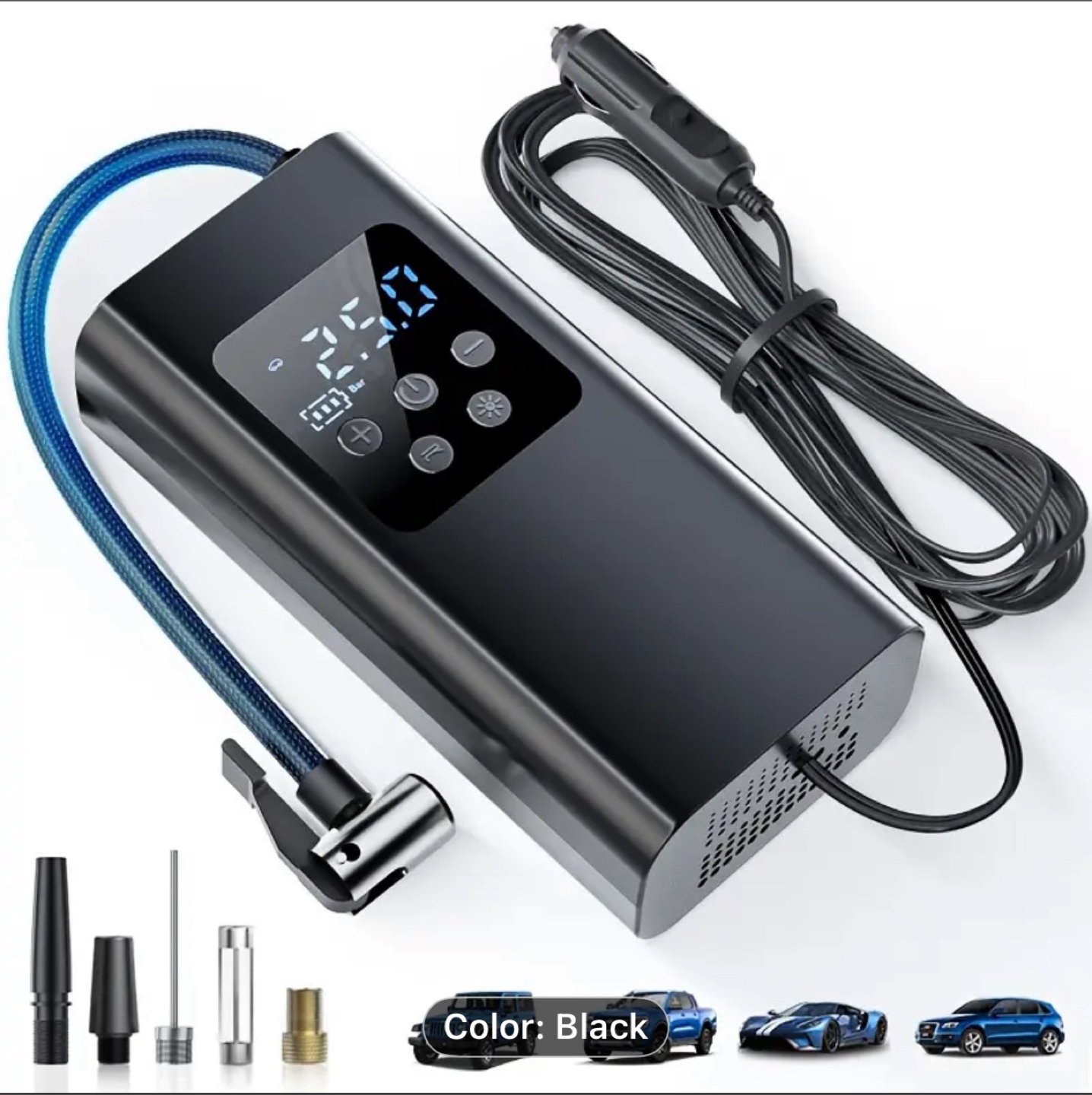 Portable Wired Inflator with LED Light, Air compressor - photo 3